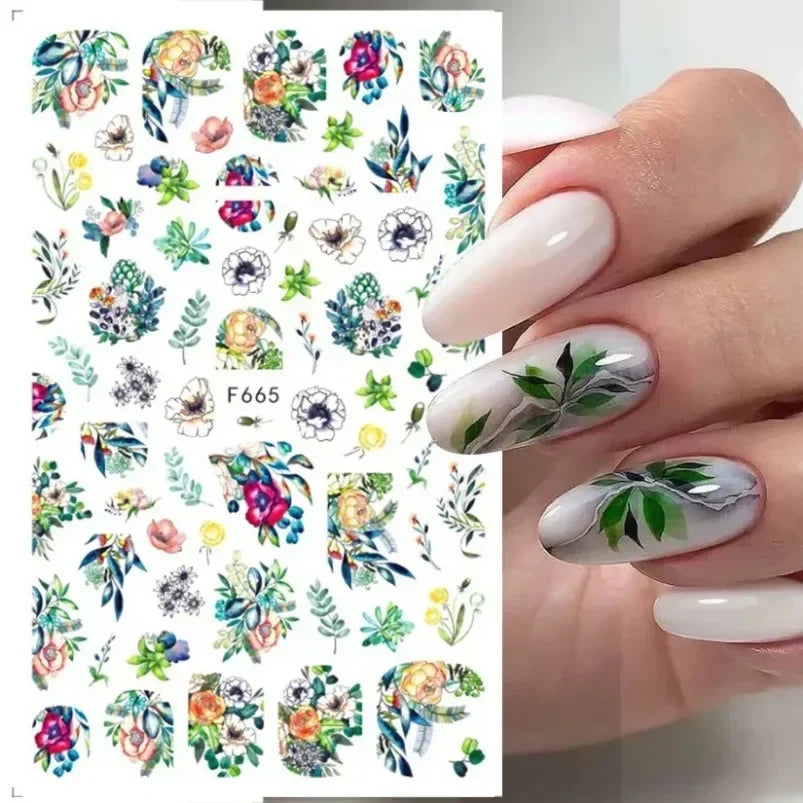 Cherry Blossom 3D Nail Stickers White Flower Petals Nail Art Decals Elegant Wedding Design Spring Sakura Manicure Slider Decor