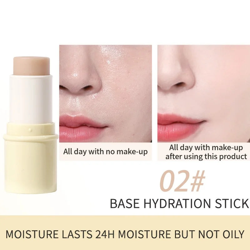 Hydrating Invisible Pore Base Makeup Stick, Moisturizing Oil-control Primer Makeup Cream, Lip balm,Brighten Modifying Skin Color