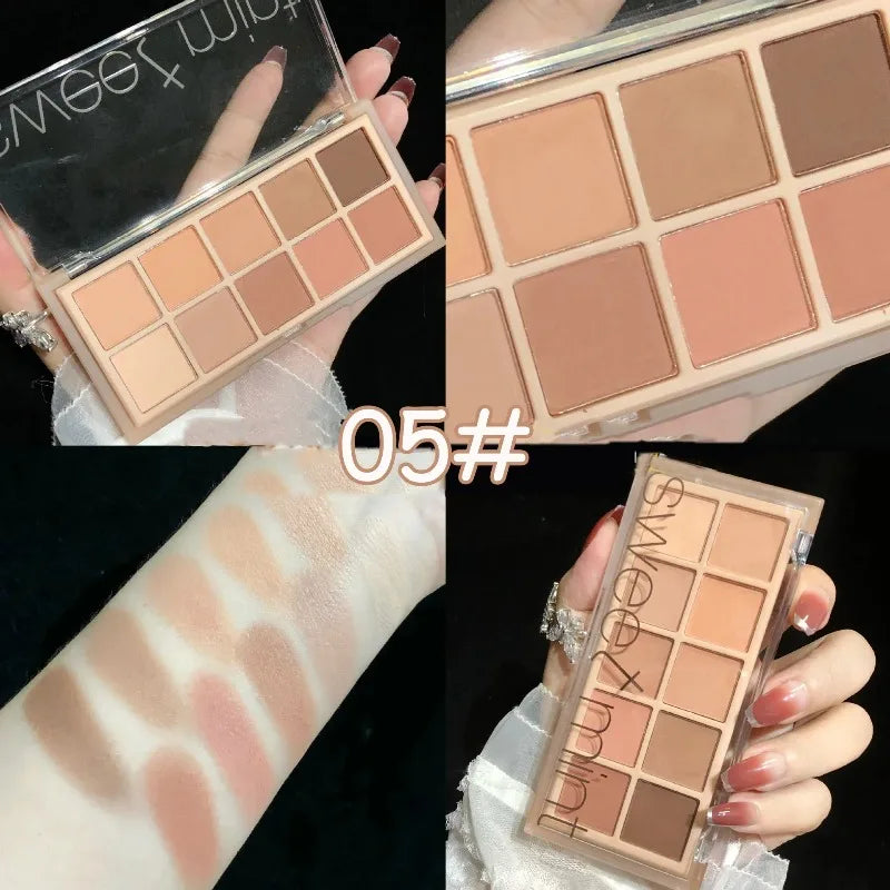 10 Color Eyeshadow Palette Matte Pearl Fine Shining Pumpkin Tea Milk Earth Color Eye Shadow Tray Makeup Pigment Korean Cosmetics