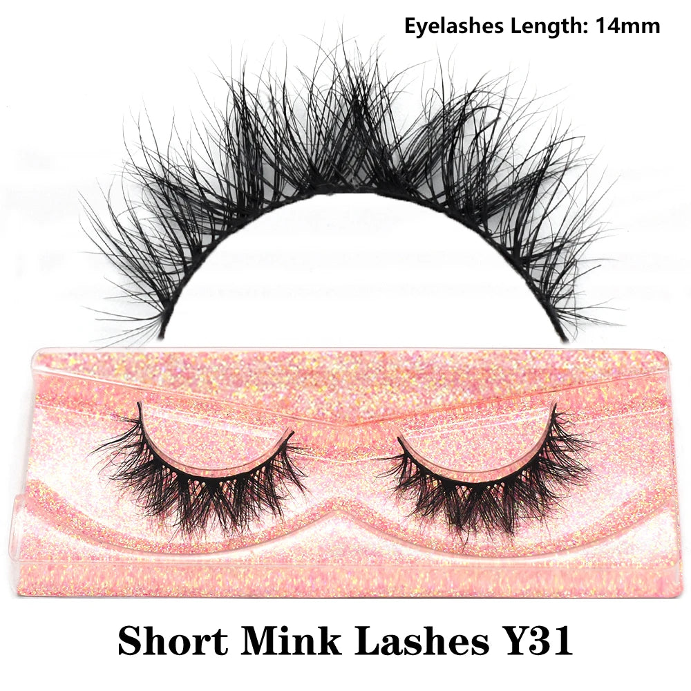 FOXESJI Real Mink Fluffy Short Eye Lashes Extension Wispy Soft Natural Short False Eyelashes Daily Wear Full Strip Lashes Makeup
