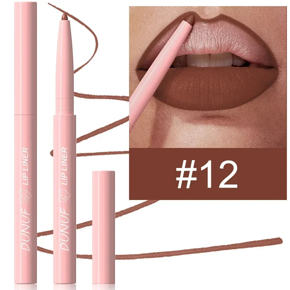 12Color Waterproof Lip Liner Pencil Dark Red Brown Lipstick Pencil Lip Outline Nude Matte Lipstick Crayon Contouring Tint Makeup