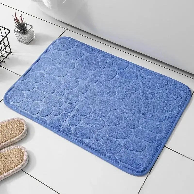 1pc Embossed Fiber Carpet, Bathroom Living Room Anti Slip Mat, Pebble Floor Mat, Household Items