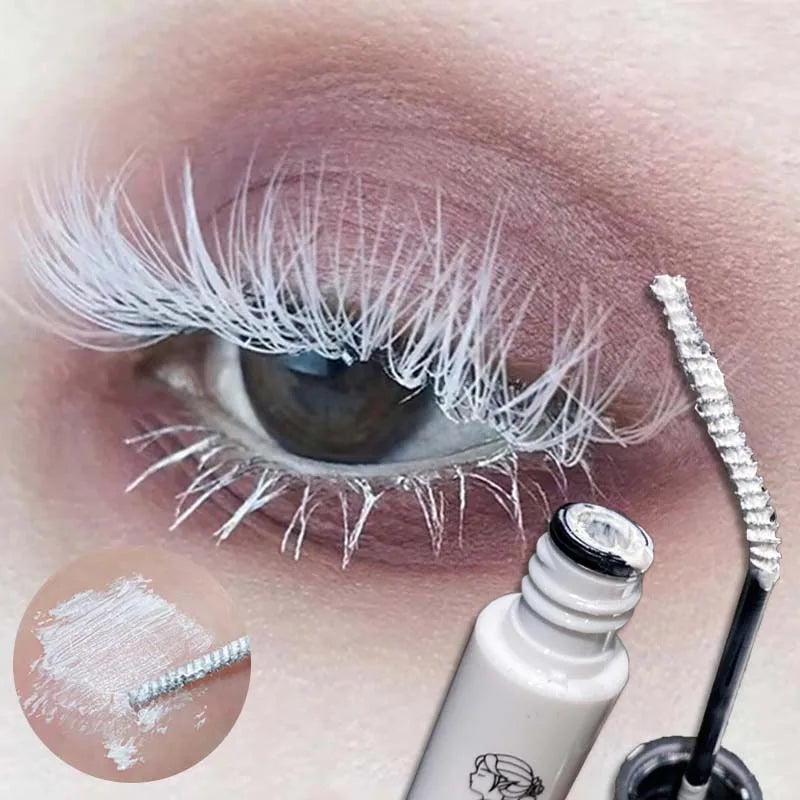 White Mascara Waterproof Long-wearing Fast Drying Curling Volume Eyelashes Extension Eyebrow Dye Tint Christmas Stage Makeup COS