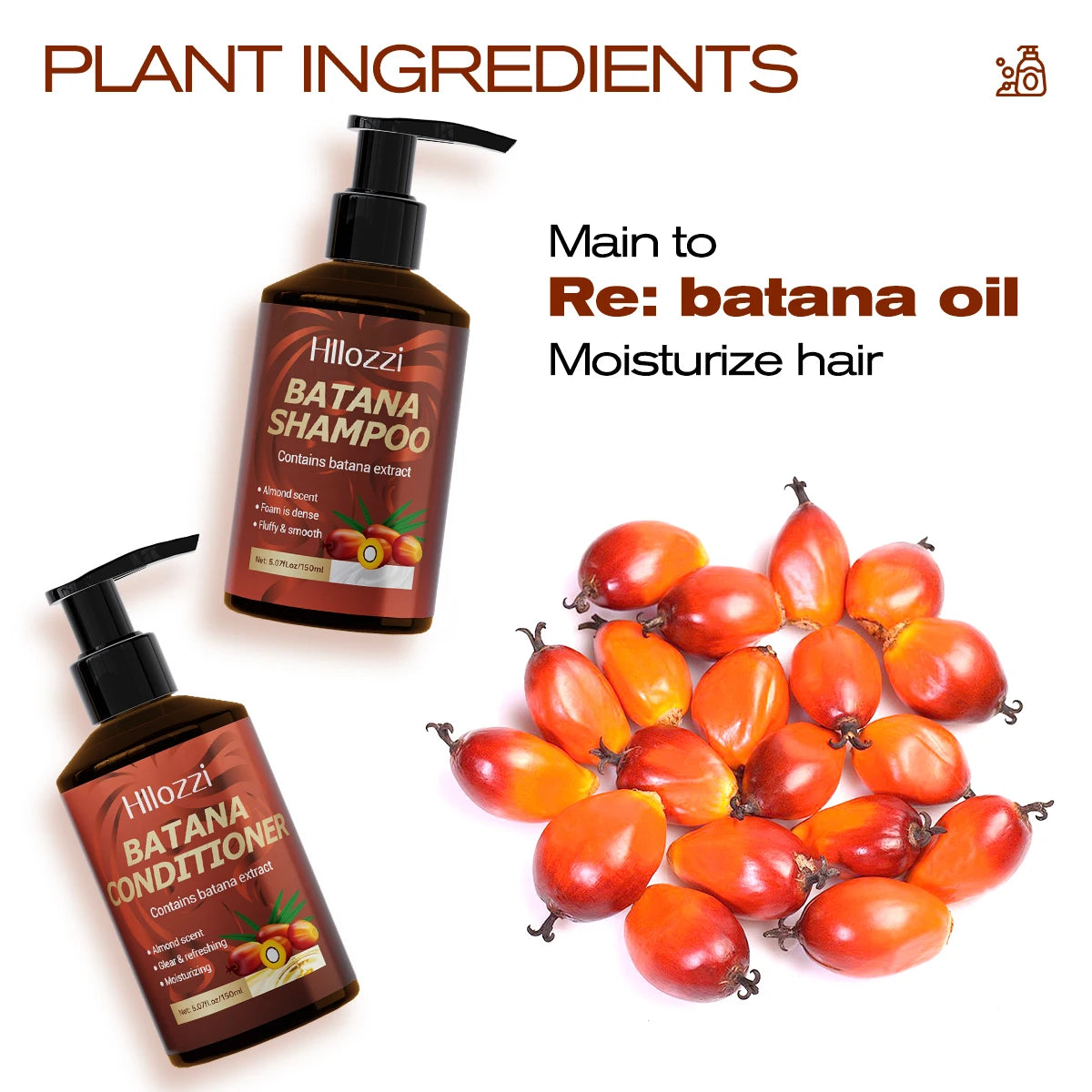 Batana Shampoo and Conditioner, thick foam, fresh fragrance, super cleaning power, smooth and moisturizing.