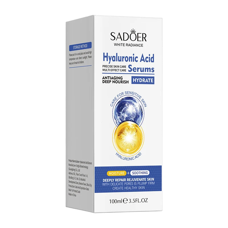100ml SADOER Hyaluronic Acid Facial Serum Face Anti Wrinkle Whitenting Hydrating Essence Beauty Skin Care