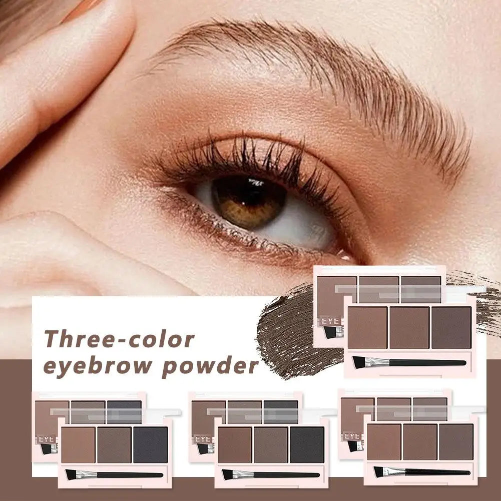 ANNA ROSE 3-In-1 Eyebrow Powder Palette With Enhancer Brush Natural Long-Lasting Shaping Sweat-proof Waterproof Makeup