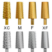 RolinStar 6.6 Large Trapezium Tapered Barrel Gold Silver steel Carbide milling cutter nail drill bit manicure pedicure