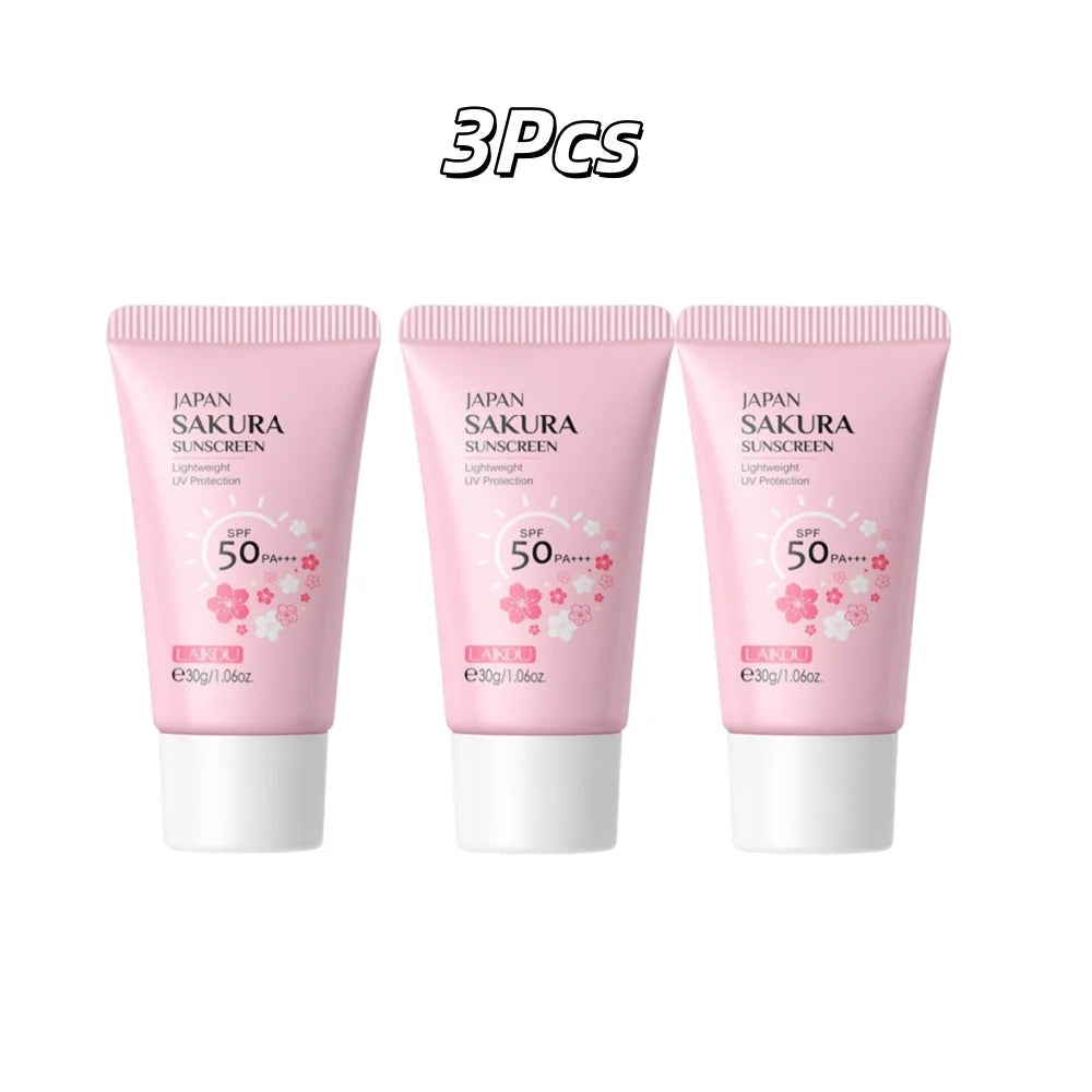 LAIKOU Japan Sakura Sunscreen SPF 50+ Brightening Sunblock Cream Face Body Moisturizing Isolating UV Protector 30g