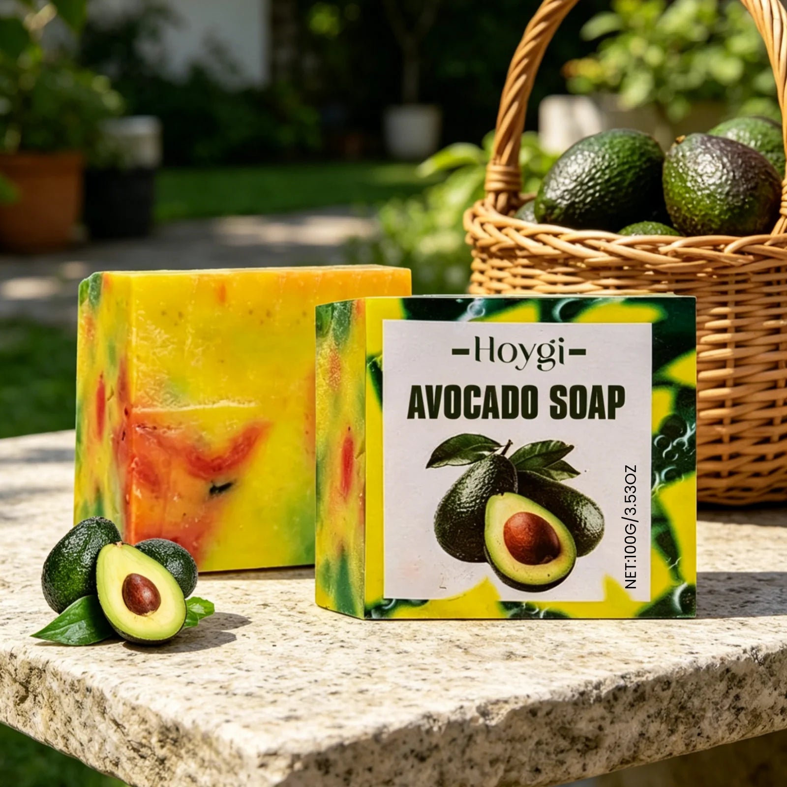 Hoygi Avocado Soap Even Skin Tone Brightening Skin Nourishing Moisture Lock Softening Skin Repairing Natural Handmade Soap 100g