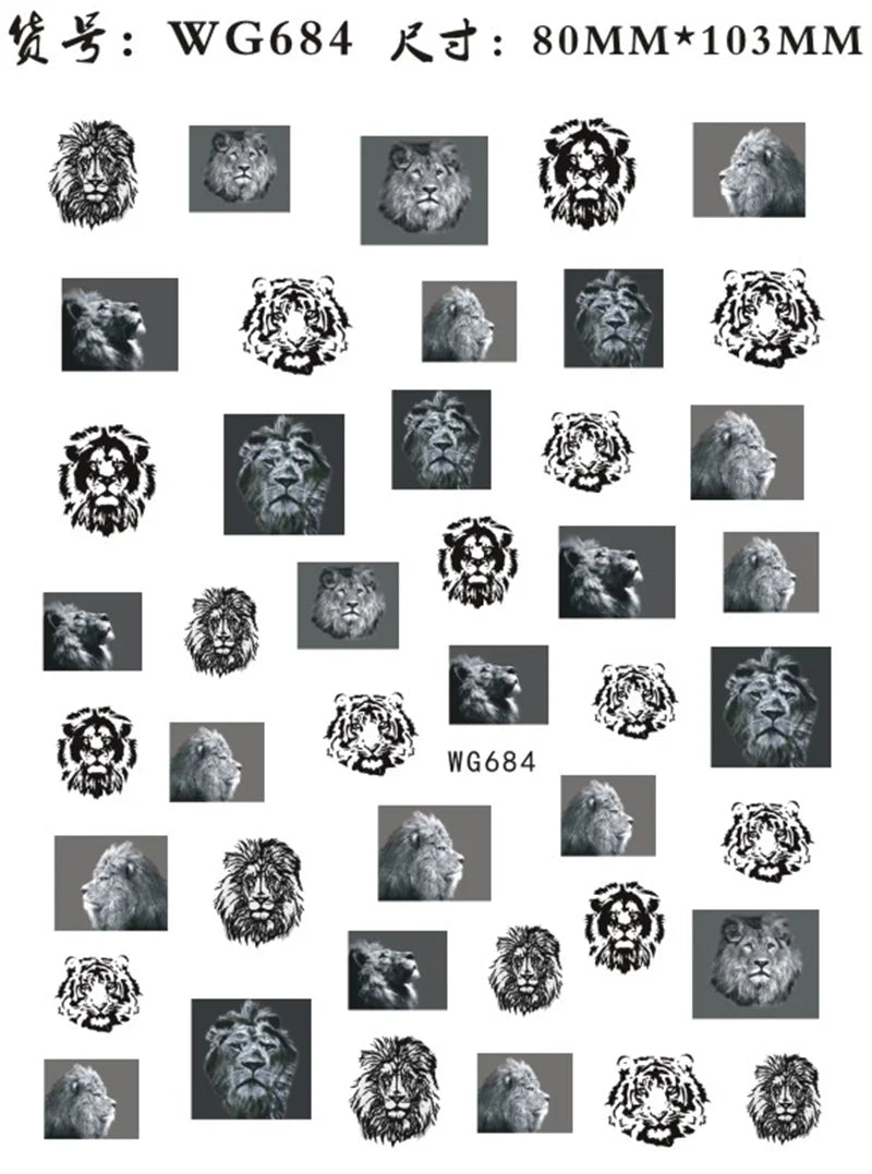 Press on Nails Tiger Symbol Nails Decals Design Fierce Wild Animal Leopard Decoration Manicure Stickers Nails Accessories Tools