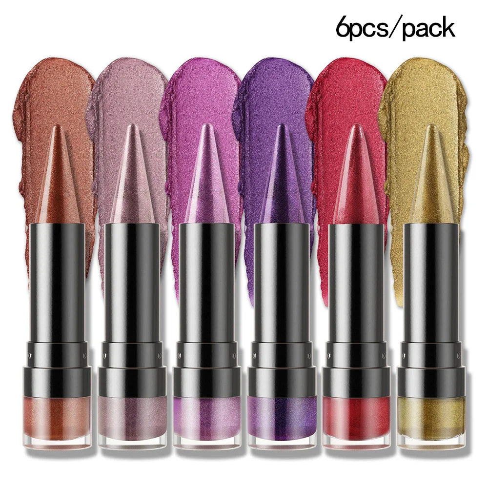 YOUNG VISION Dual-Finish Lipstick Pointed Tip 6 Colors Matte Pearl Shimmer Waterproof Kiss-Proof Non-Transfer