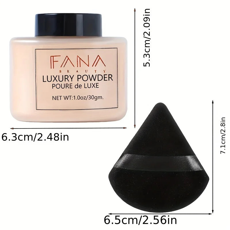 2025 Matte Finish Loose Powder with Triangle Beauty Sponge Set Oil Control Concealer Waterproof Powder Foundation Makeup