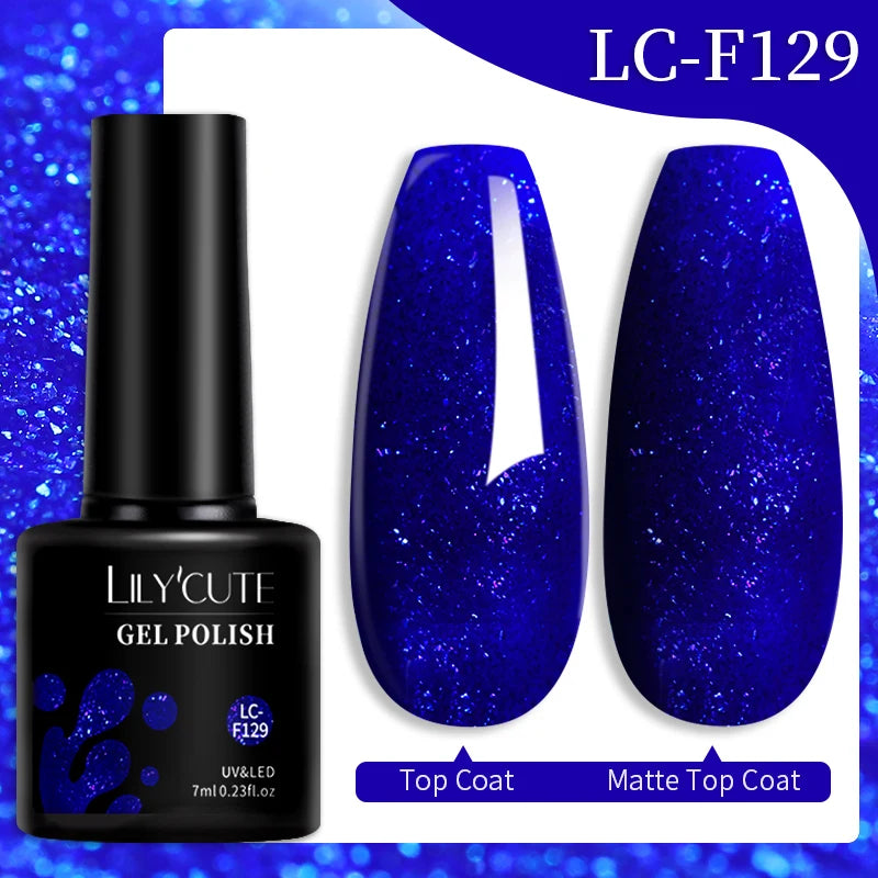 LILYCUTE 7ml Champagne Rose Gold Glitter Gel Nail Polish Colorful Sparking Long Lasting Manicure Soak Off Nails Art Gel Varnish