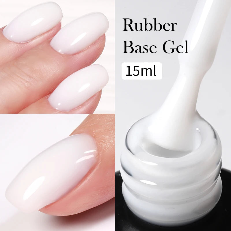BORN PRETTY Milky White Rubber Base Gel Polish 15ml Soft Building Base Soak Off UV LED Nail Gel Strength for Natural Manicure