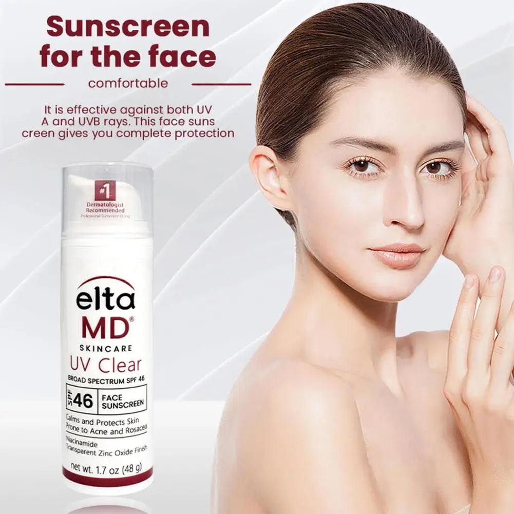 Eltamd 48ml Facial Sunscreen SPF46 UV Sunscreen Anti-Radiation Waterproof&sweatproof Non-greasy for Sensitive and Acne ProneSkin