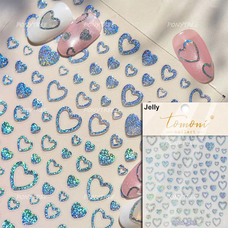 Geometric Lines Star Love Heart Chain Silver Gold Lava Letter Flower Growth Ring Number 5D DIY Nail Art Stickers Manicure Decals