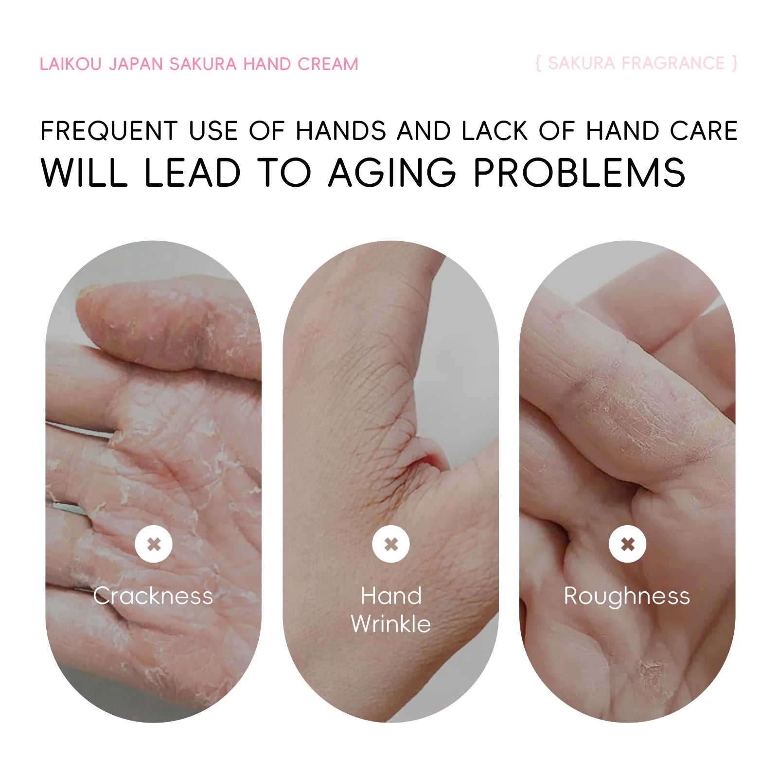 LAIKOU Cherry Blossom Hand Cream Moisturizing Nourishing Brightening Hydrating Hand Lotion Creams Intensive Repair Hand Balm