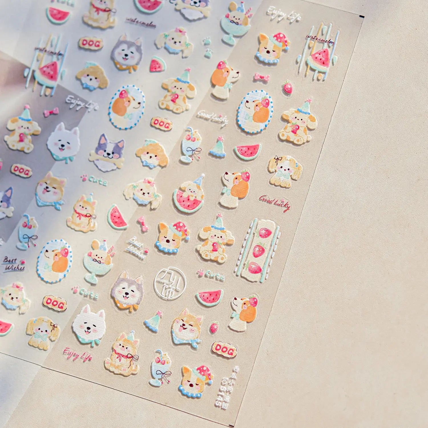 1pcs 5D Japanese Kawaii Nail Art Stickers Cute Rabbit Dog Slider Nail Decorations Decals Self-Adhesive Manicure Accessories DIY
