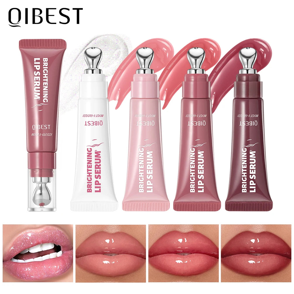 QIBEST Mirror Pearl Lipgloss Long Lasting Moisturizing Lipstick Shine Glitter Lip Glaze Non Stick Cup Jelly Pout Lip Tint Makeup