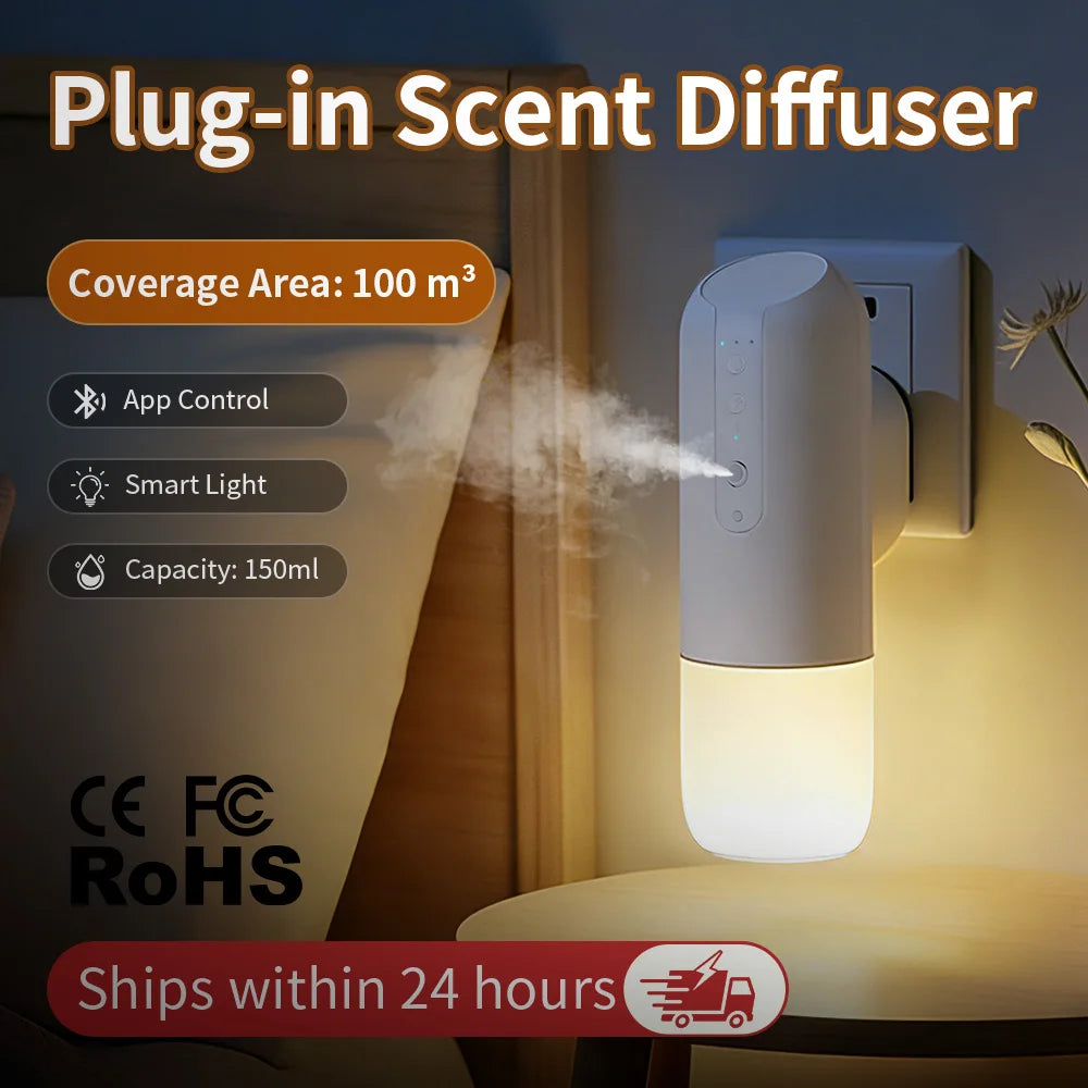 TEABLUM 100m³ Smart Automatic Air Freshener Plug in Diffuser Hotel Scent Diffuser for Home and Toilet 150ml Fragrance Diffuser