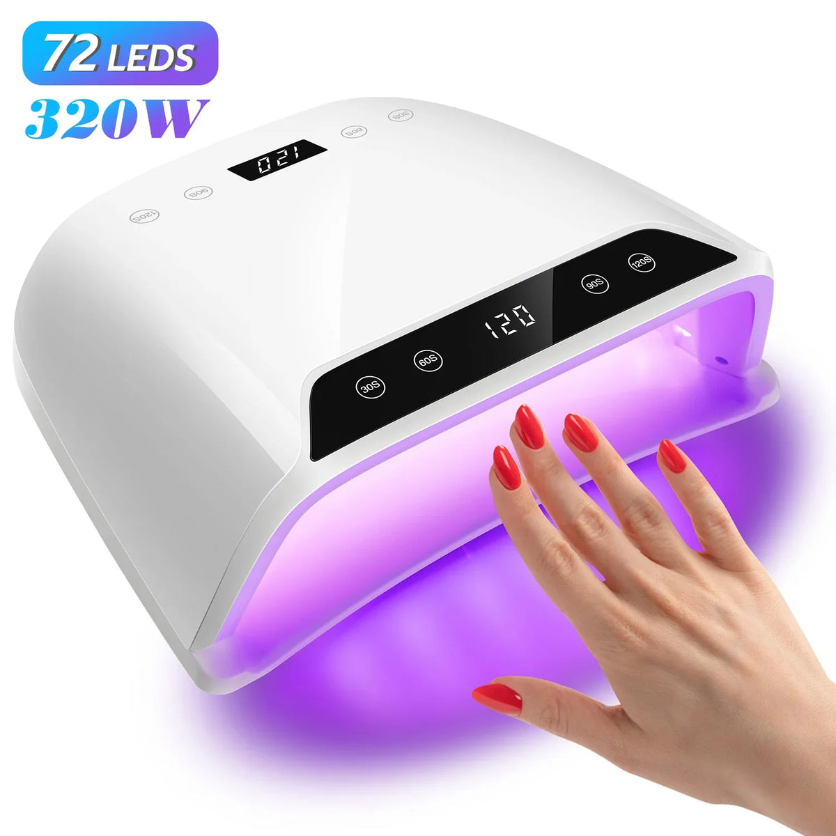 480W UV LED Lamp for Nails 108 LEDs Nail Dryer with Red Light Whitening Mode Large Space Manicure Lamp 4 Timer Settings