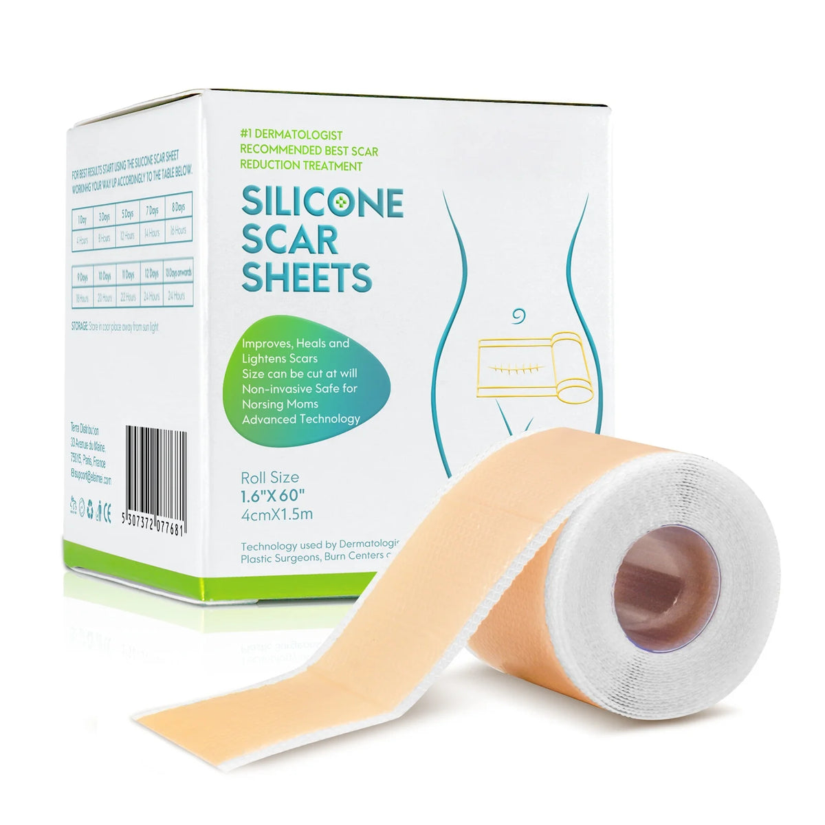 4cm X 150cm Silicone Scar Sheets , 1 Roll Self-Adhesive Scar Cover Tape Waterproof and Breathable Scar Concealer Patch