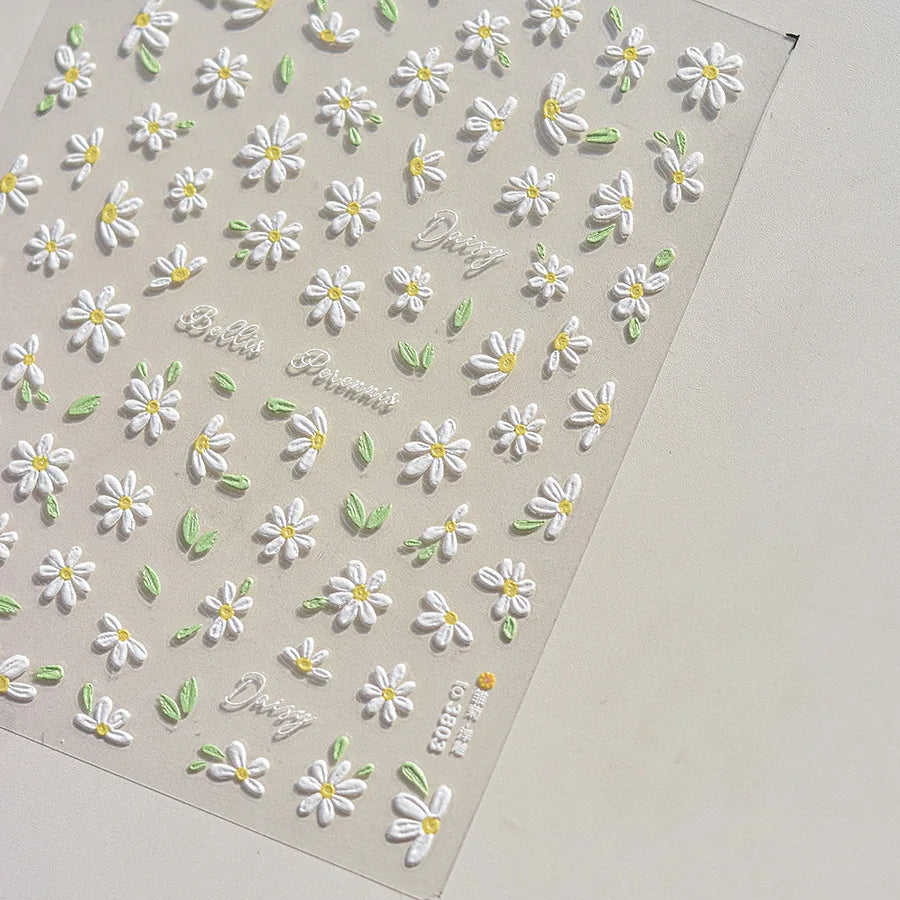 Cherry Blossom Nail Art Stickers 5D Embossed Nail Stickers Spring Self Adhesive Nail Decorations Stickers Decals Manicure Tools