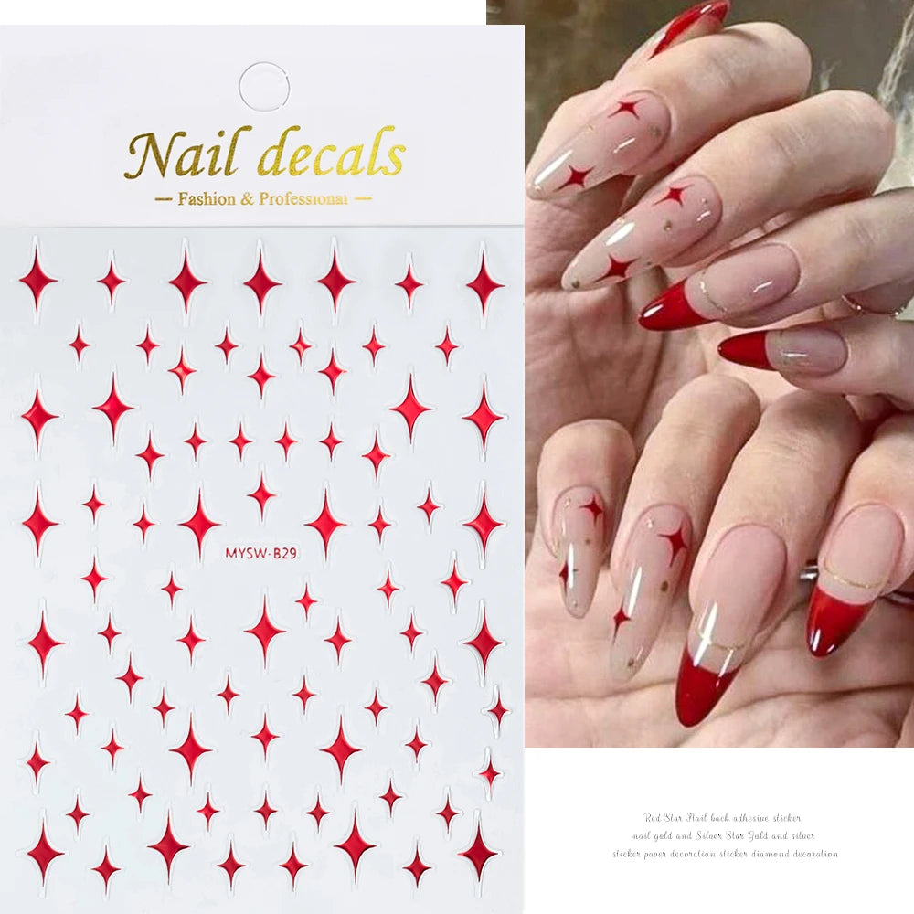1pcs Star-Themed Nail Art Stickers 3D Self-Adhesive Plastic Decals With Glitter Finish Anime Rectangle Shape Ideal For DIY Nails