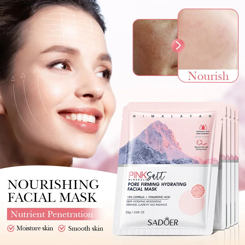 SADOER Pink Salt Face Mask Moisturizing Whitening Anti Wrinkles Anti-aging Facial Masks Sheet Masks Face Skin Care Products
