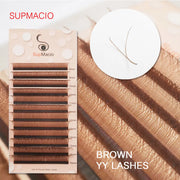 Supmacio Brown 7mm YY Shape Lash Extensions C/D Curl 2D Brown Y Eyelashes Double Tips For Lashes Artist