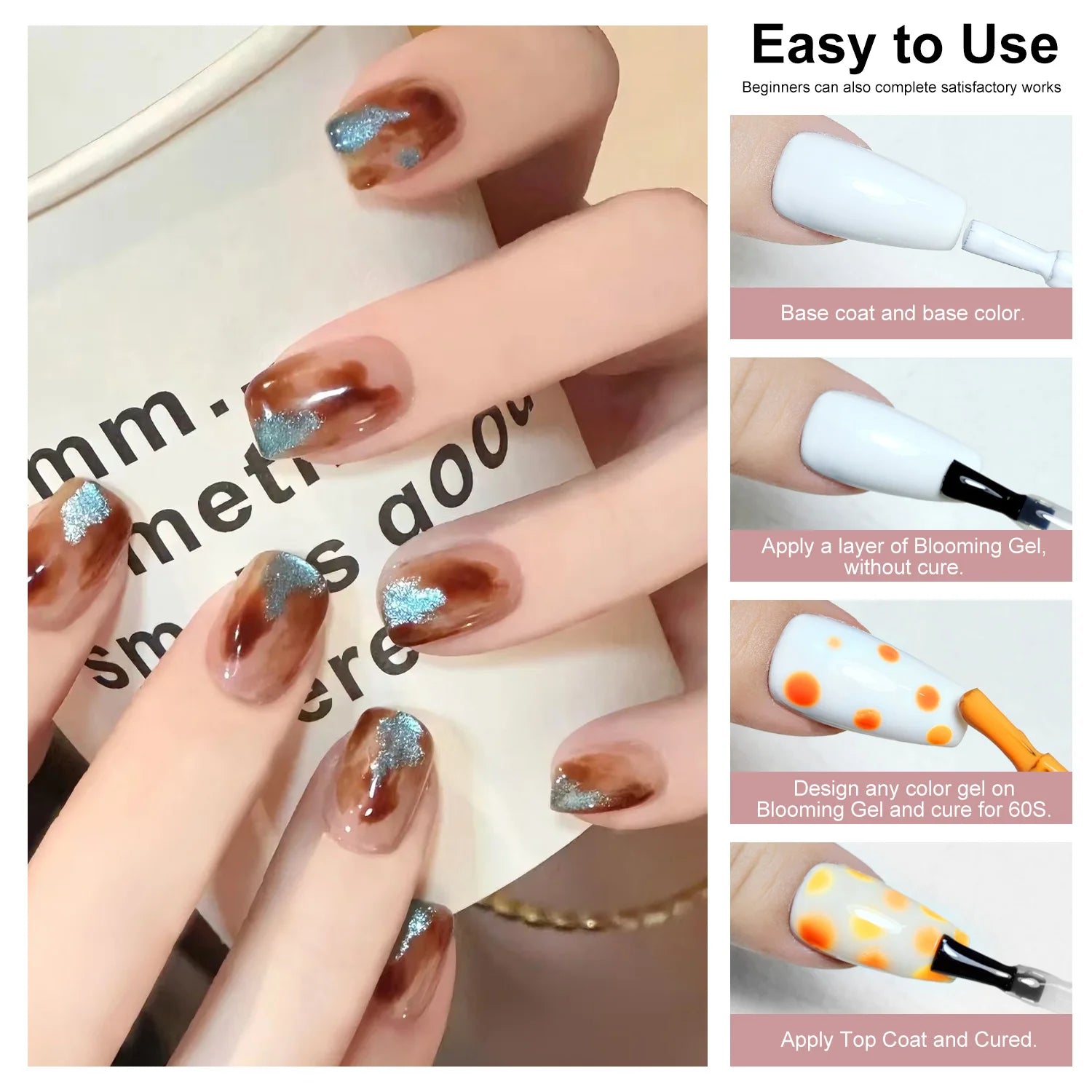 LIMEGIRL 15ML Clear Blooming Gel Polish UV Soak Spread Marble Nail Polish Gel Paint Applicable Nail Art Design Gel