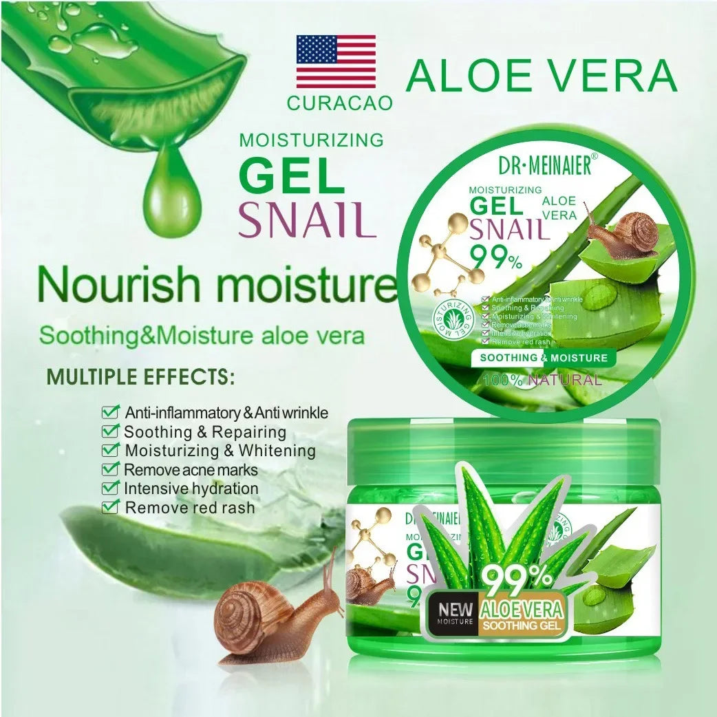 Snail Aloe Gel Moisturizing Scrub Free Facial Mask Night Repairing Face Cream Control Oil Shrink Pores Repair After Sun Exposure