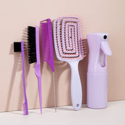 5pcs Comb Set Relaxing Elastic Massage Comb Hollow Out Hair Brush Scalp Massage Combs Hair Styling Spray Bottle Hair Salon Tools