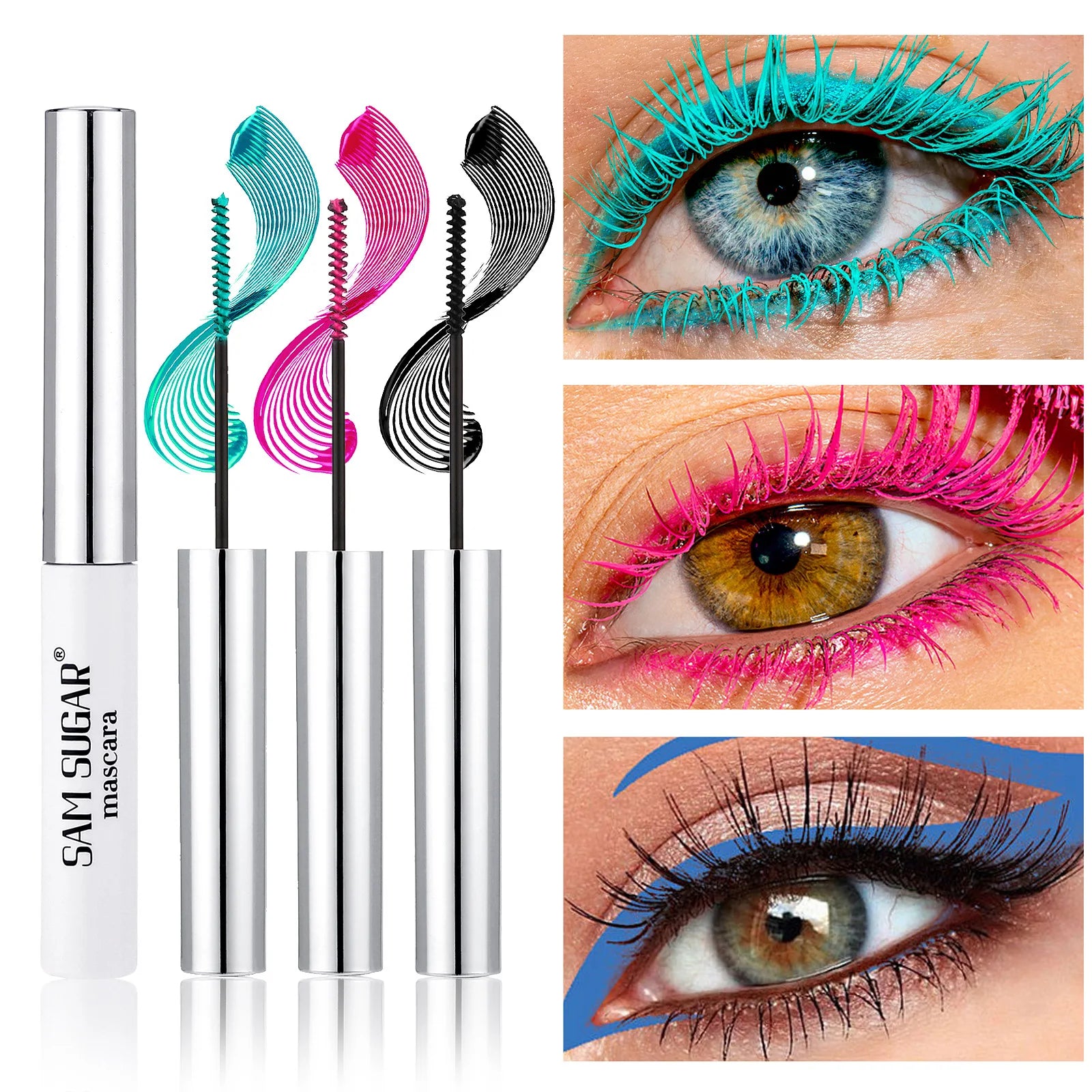 Colorful Curling Mascara Fine Brush Lengthens Eyelashes Thick Waterproof Blue Mascara Natural Eyelash Green Halloween Eye Makeup