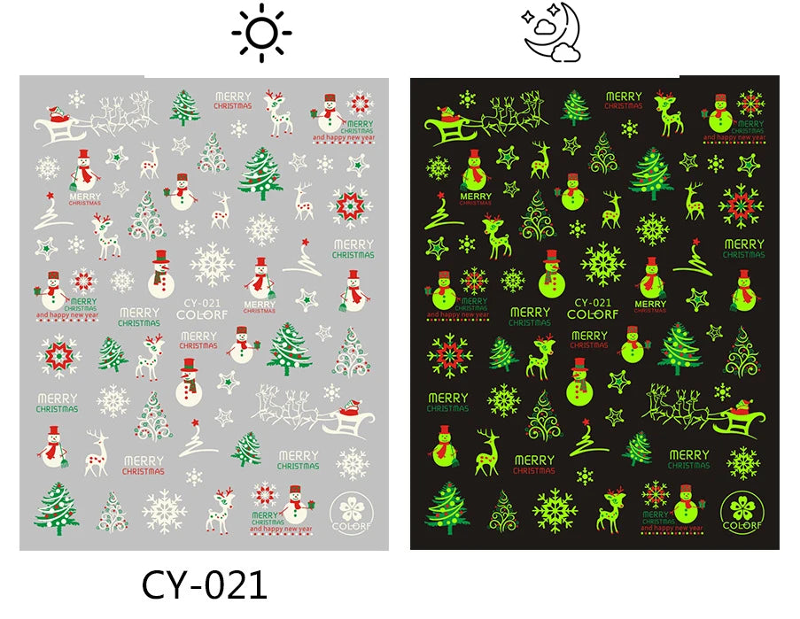 Sliver Bronzing 3D Christmas Nail Art Decoration Sticker Sparkly White Colorful Glitter Geometry Snowflake Winter Slider Foil