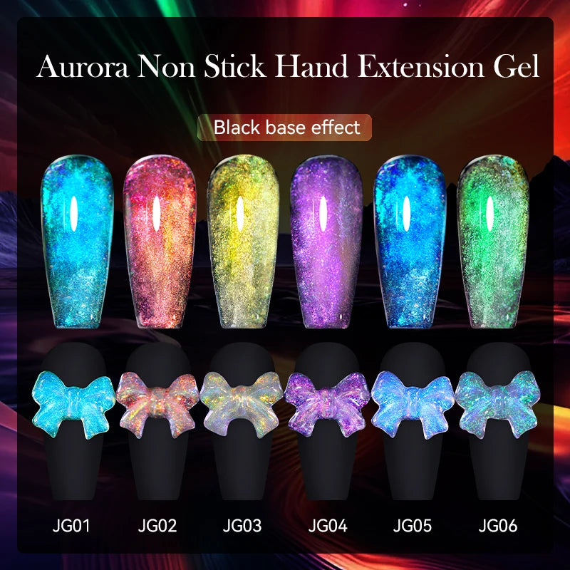 LILYCUTE 7ml Auroras Non Stick Hand Solid Extension Gel Nail Polish 3D Carving Flower Soak Off Nail Art Acrylic Hard Gel Varnish