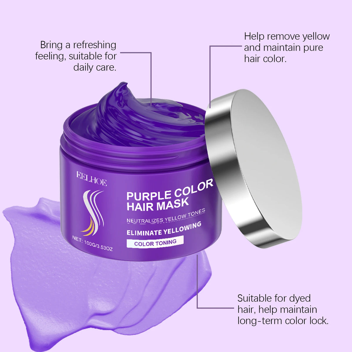 Purple Repairs Hair Mask Collagen Keratin Treatment Hairs Conditioner Hair Essential Oil Nourishing Repair Dry Damaged Hair Care