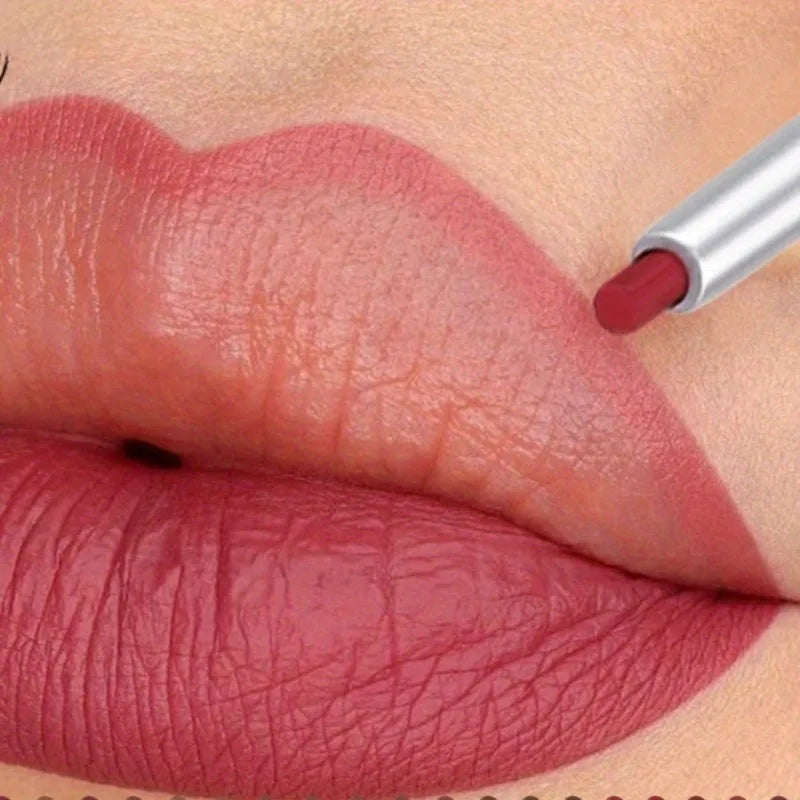 Long Lasting Velvety Lip Liner &Eyeliner Waterproof Sweatproof Dual-Purpose Easy Glide Nude Lipstick Pen Makeup Tool