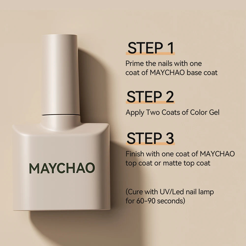 MAYCHAO Cherry Red Gel Nail Polish 12ml Glossy Semi Permanent Soak Off UV LED Frosted Gel Nails Base Painting Varnish