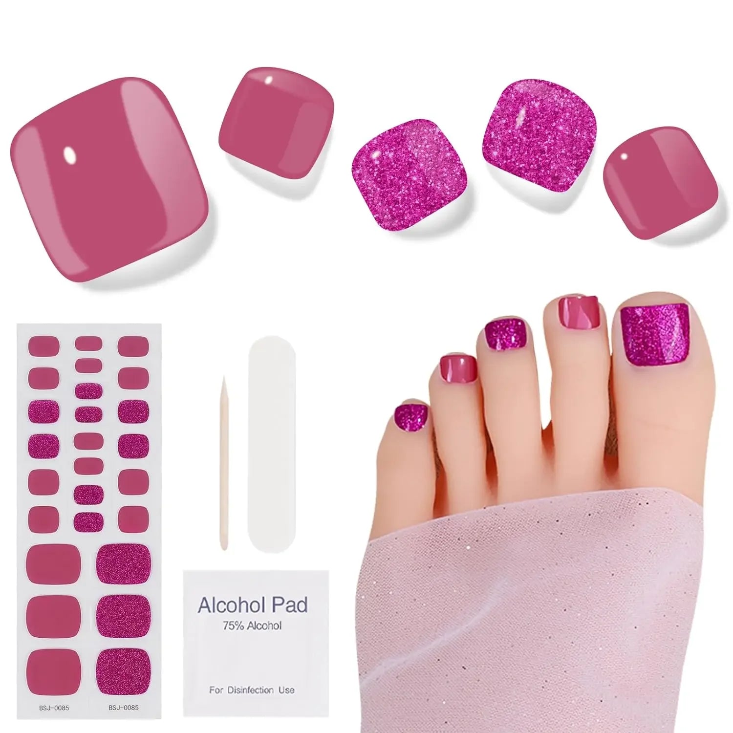 26Tips Pure Toe Gel Nail Sticker Hardens with UV Lamp Curing Waterproof Phototherapy Oil Gel Foil Nail Art Decorations