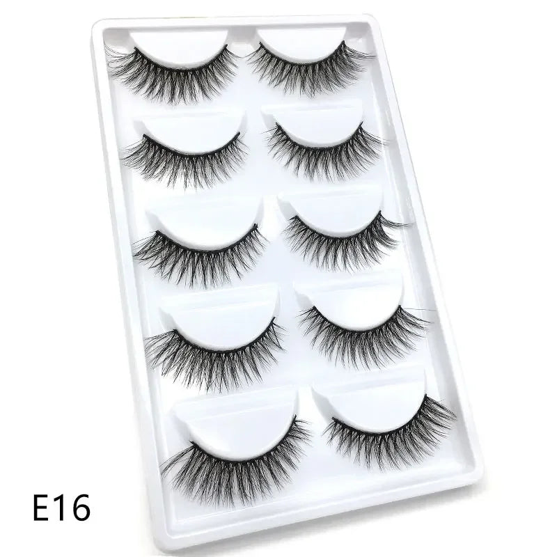 AMSNCN NEW 5Pair 100% Real 3D Mink Lashes Soft Natural False Eyelashes Makeup Long Eye Lashes Eyelash Extension CiliosH13mini