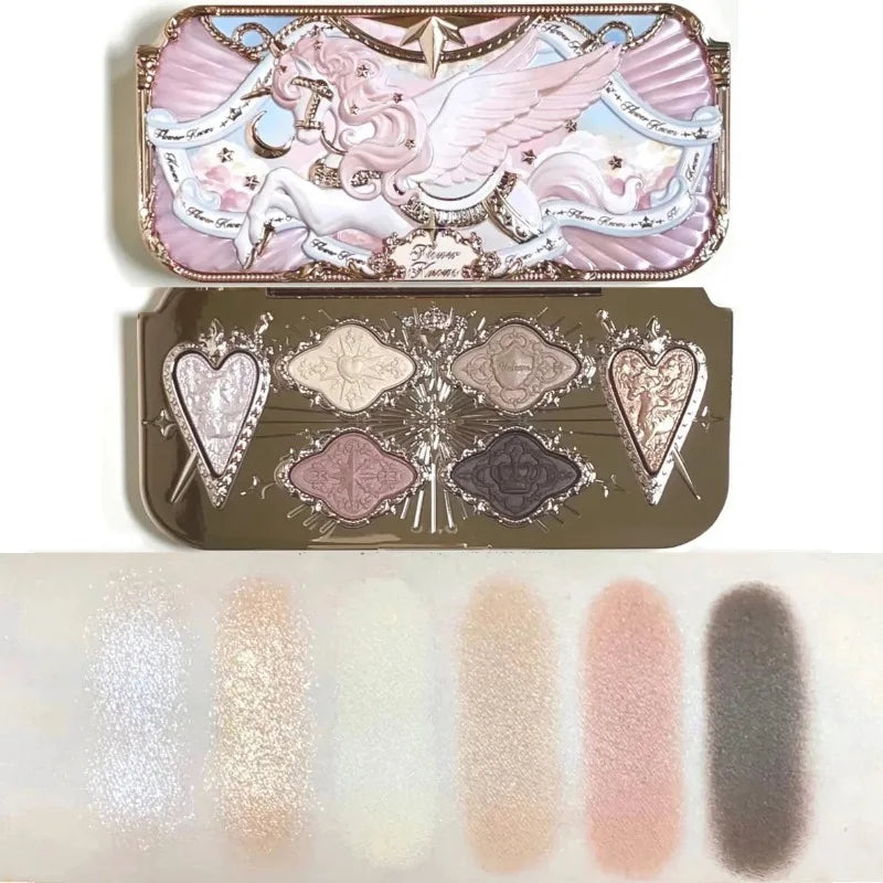 Flower Knows Shell's Jewel Collection 6-Color Eye Shadow Makeup Palette Pressed Glitter Eyeshadow Paletas Flowerknows