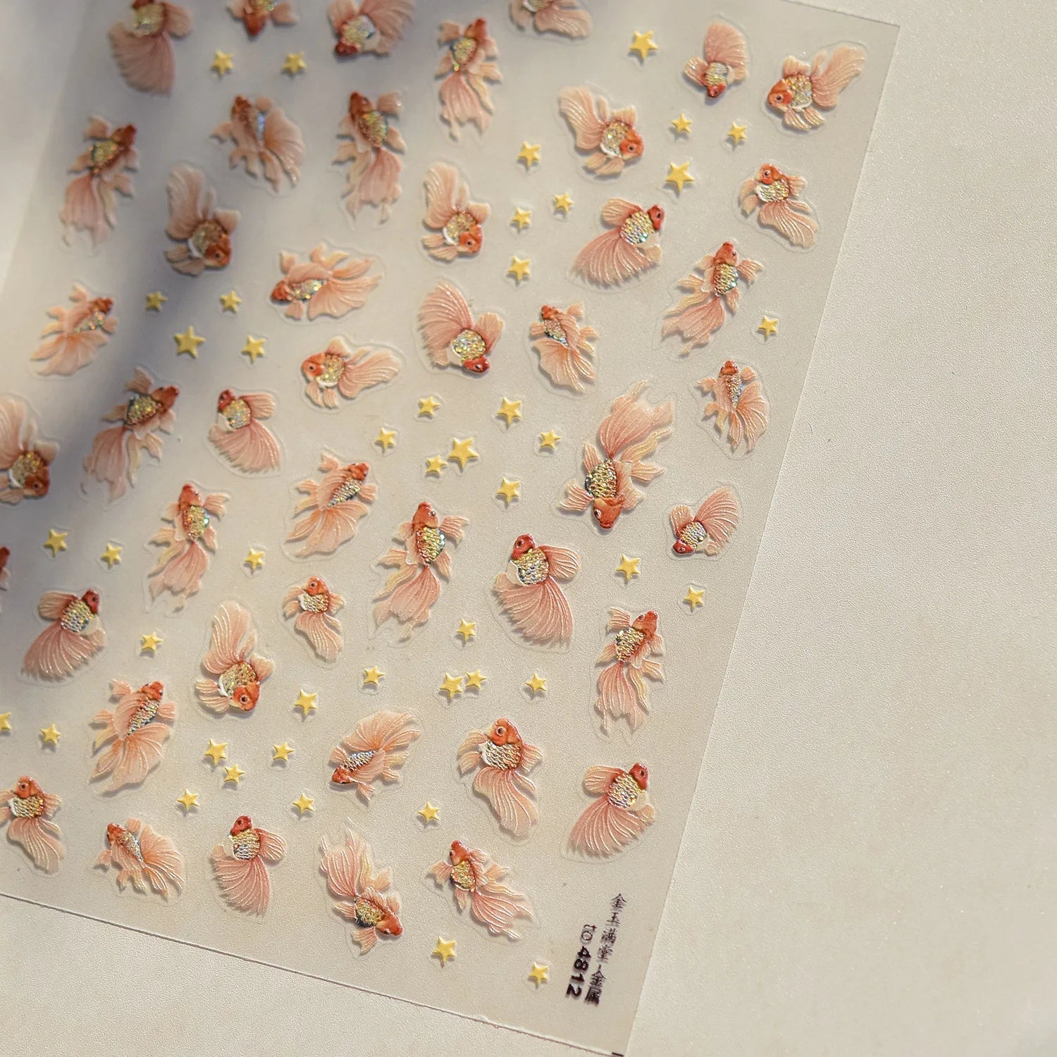 5D Rich Goldfish Nail Stickers Lotus Carp Ribbons Nail Art Appliqués Handmade Creative Nail Art Decorations