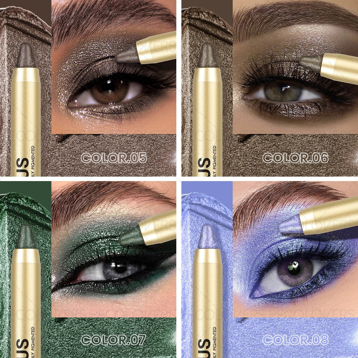1 Pc Shiny Double-head Eyeshadow Pen, Shimmer Eyeshadow Stick, Eye-catching Eye Makeup, High Pigment Rendering, Concert Makeup
