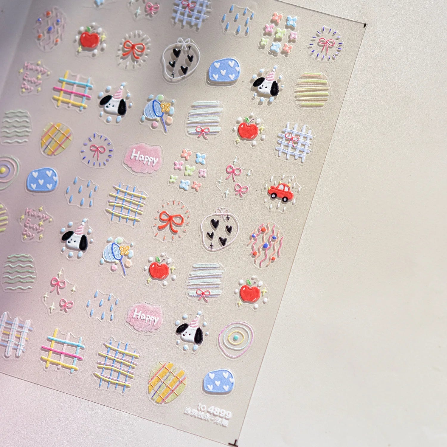 1pcs Japanese Cute Graffiti Lines Nail Art Stickers 5D Embossed Butterfly Rabbit Nail Art Accessory Stickers Self Adhesive Decal