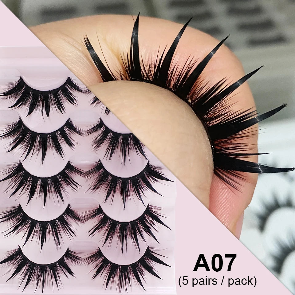 RED SIREN Eyelashes Makeup 5 Pairs Soft Natural Mink Lashes Korean Fashion Manga Lashes