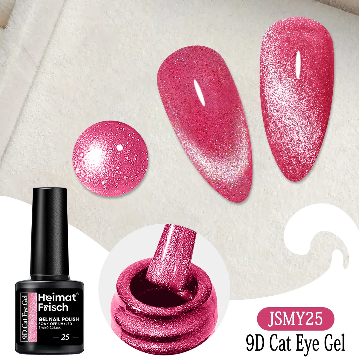 Heimat Frisch Single 0.24oz Crystal Cat Eye Gel Nail Polish - Holographic Glitter, Translucent and Magnetic Effect, Long-Lasting