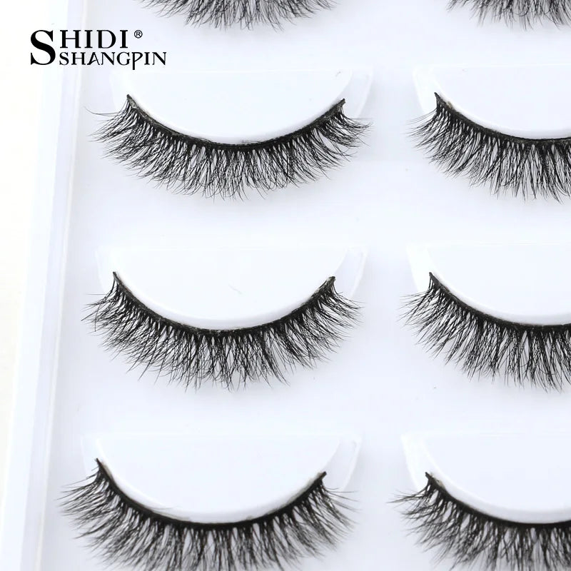 3D Faux Mink Lashes X05 Fluffy Wispy False Eyelashes 5Pairs Reusable Soft Volume Eyelashes Natural Look for Daily & Party Makeup