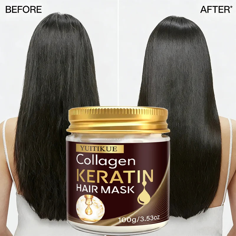 YUITIKUE100g Collagen Keratin Hair Mask, Deep Repair & Nourishing Care for Dry Damaged Hair, Smoothing & Frizz Control Treatment