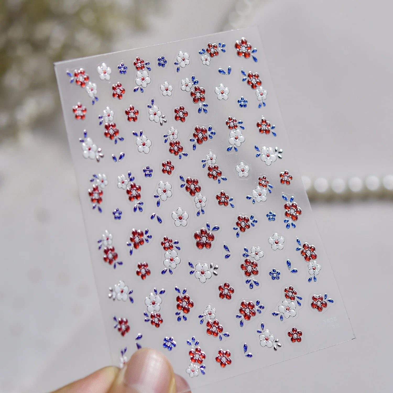 5D Black Silver Dream Thorn Clover Thorn Leaf Silver Spiral Pink Diamond Flower Silver Star Nail Art Stickers Embossed Decals